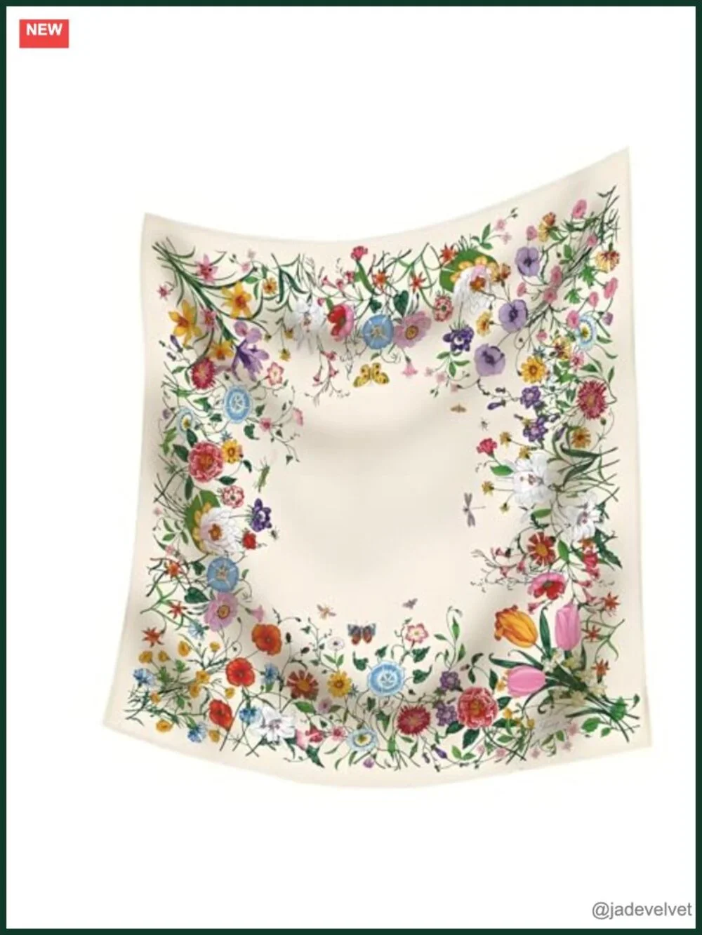 35x35 Square Silk Feel Floral Scarf Headwrap Bandana